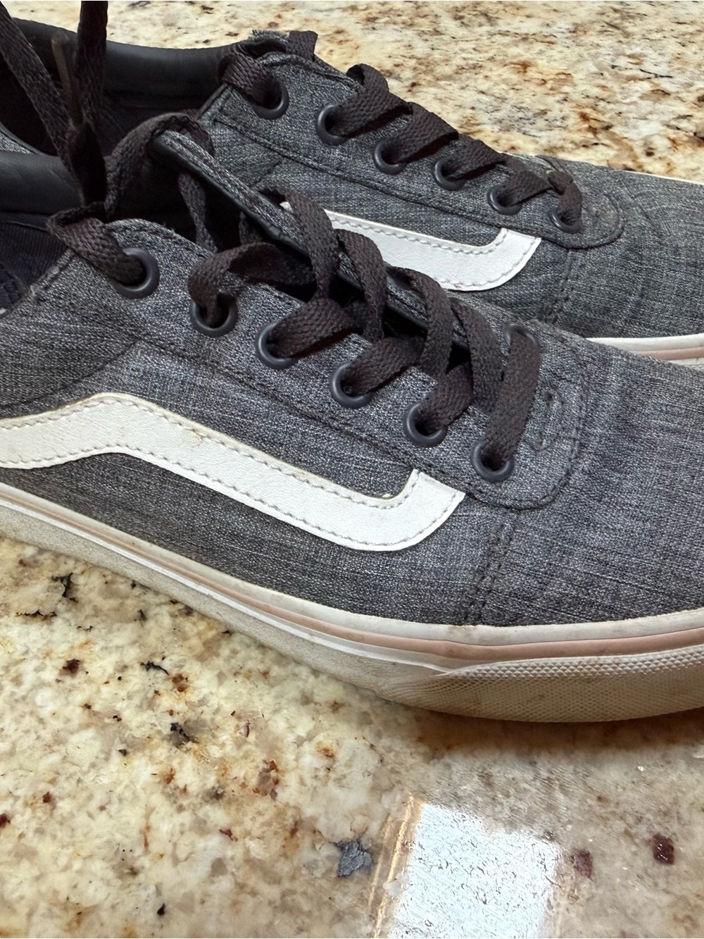 Vans women’s Low-Top Canvas Sneakers - Gray with White Stripe